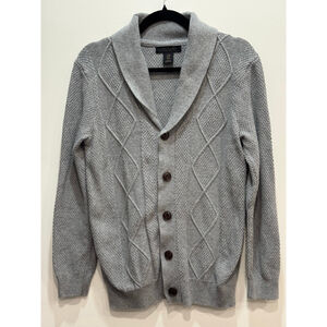 Lachlan Cable Knit Mens Shawl Neck Cardigan Sweater M Fisherman Grandpa Minimal